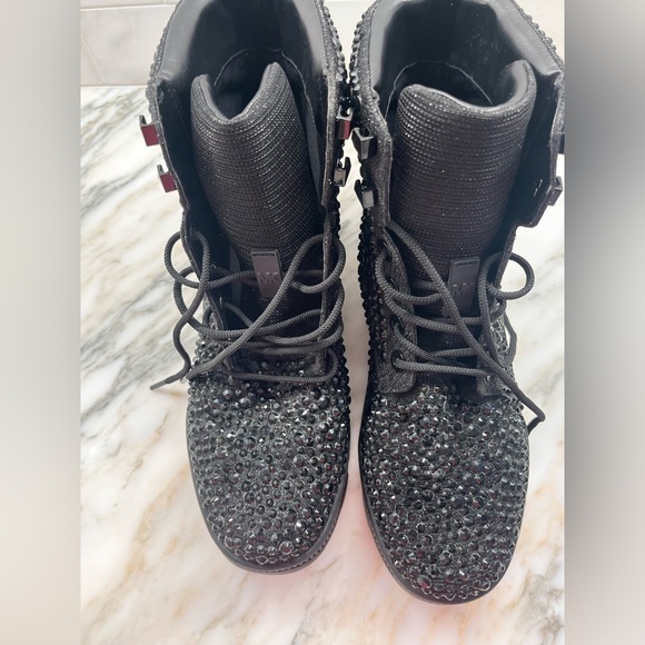 New! Michael Kors Women’s Shane Glitter Black Lace-Up Bootie Boots Size 11 - Picture 6 of 12